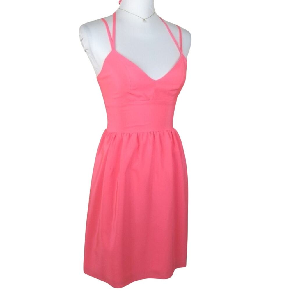 Amanda Uprichard Neon Pink Silk Sheath Mini Sun Dress S  Strappy Party Cocktail